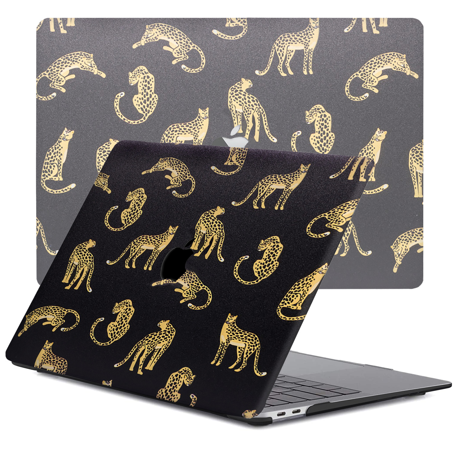 Lunso Leopard Black cover hoes voor de MacBook Air 13 inch (2018-2019)