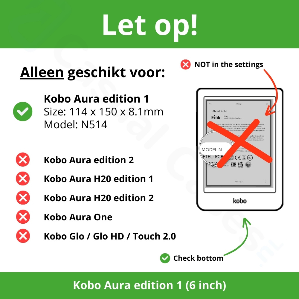 Kobo Aura edition 1 (6 inch) Vegan saffiano leren sleepcover hoes Zwart