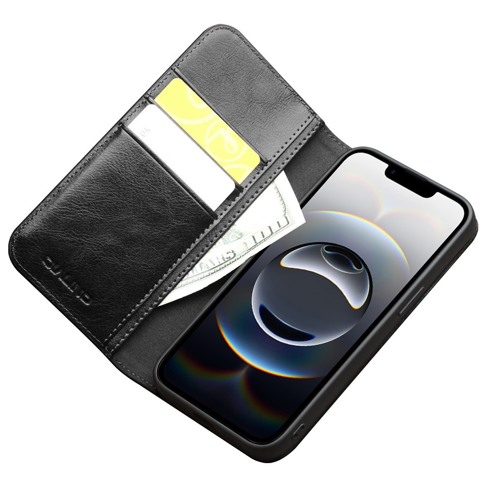 iPhone 17e / iPhone 16e leren bookcase hoesje - Zwart