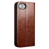 iPhone 16e leren bookcase hoesje - Bruin