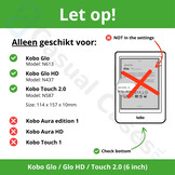 Kobo Glo, Kobo Glo HD en Kobo Touch 2.0 (6 inch) Lederen sleepcover hoes Cognac