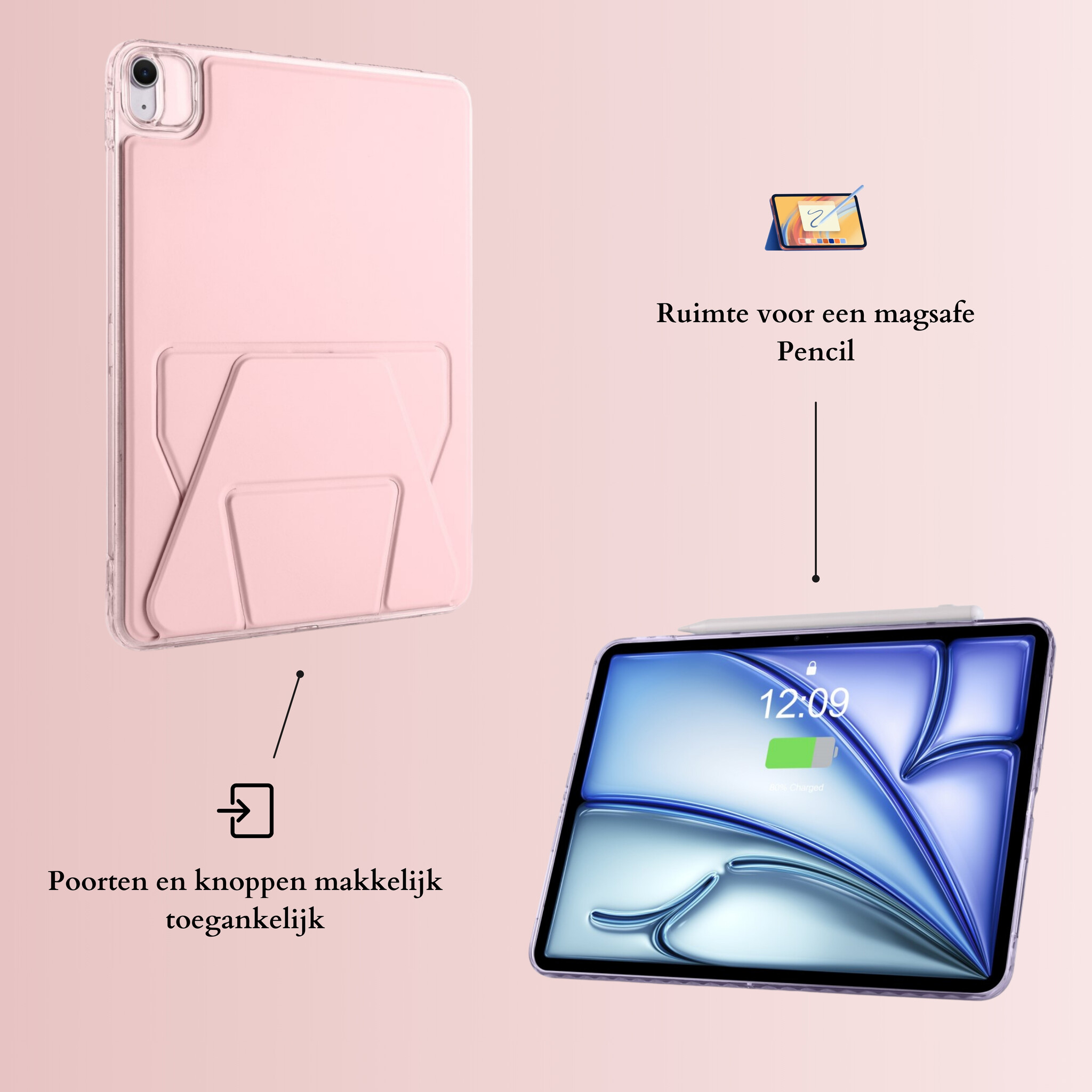 Stevige en slanke back cover hoesje voor iPad Air 11 inch 2024/2025 met standfunctie