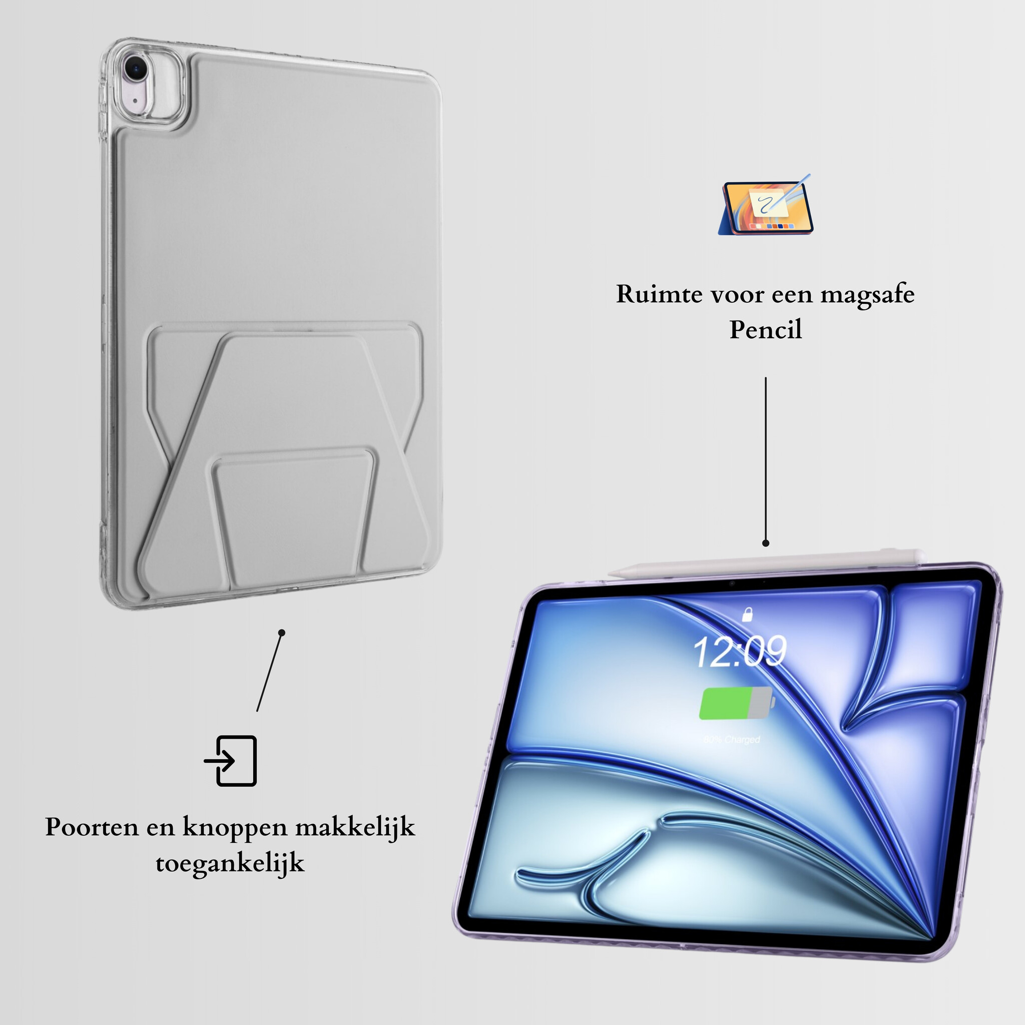 Stevige en slanke back cover hoesje voor iPad Air 11 inch 2024/2025 met standfunctie