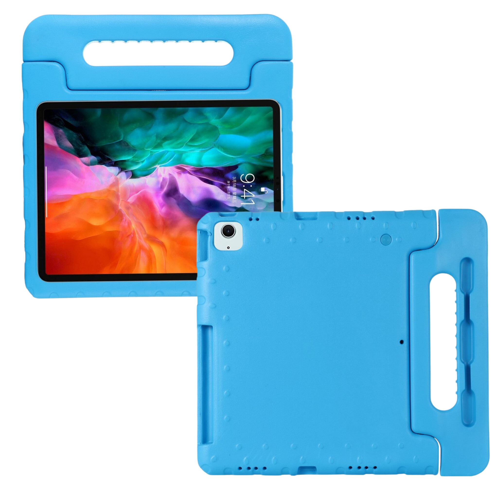 Lunso iPad Air 11 inch (2024/2025) - EVA Schokbestendige Kinderhoes met handvat - Lichtblauw