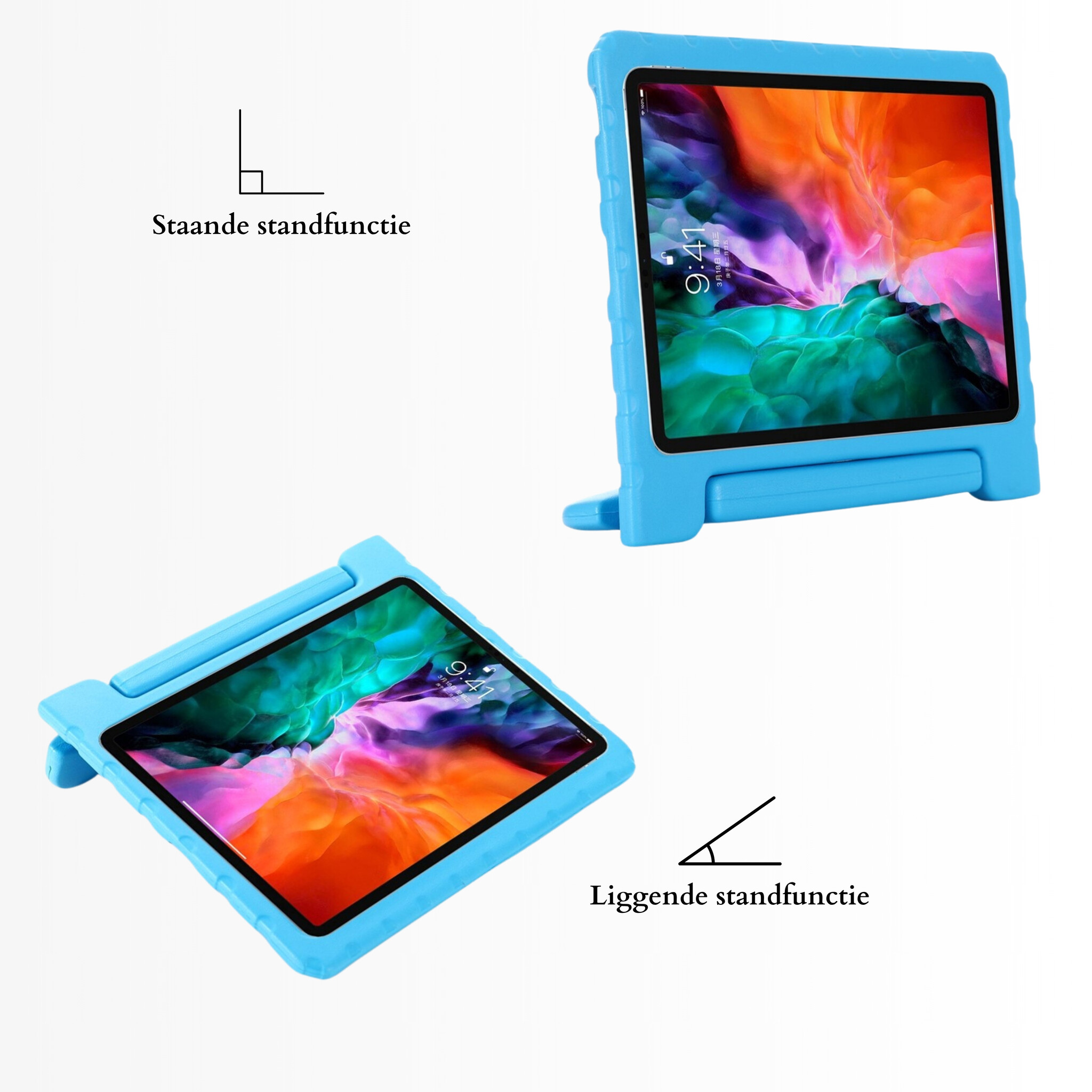 iPad Air 11 inch (2024/2025) EVA Schokbestendige Kinderhoes met handvat - Lichtblauw