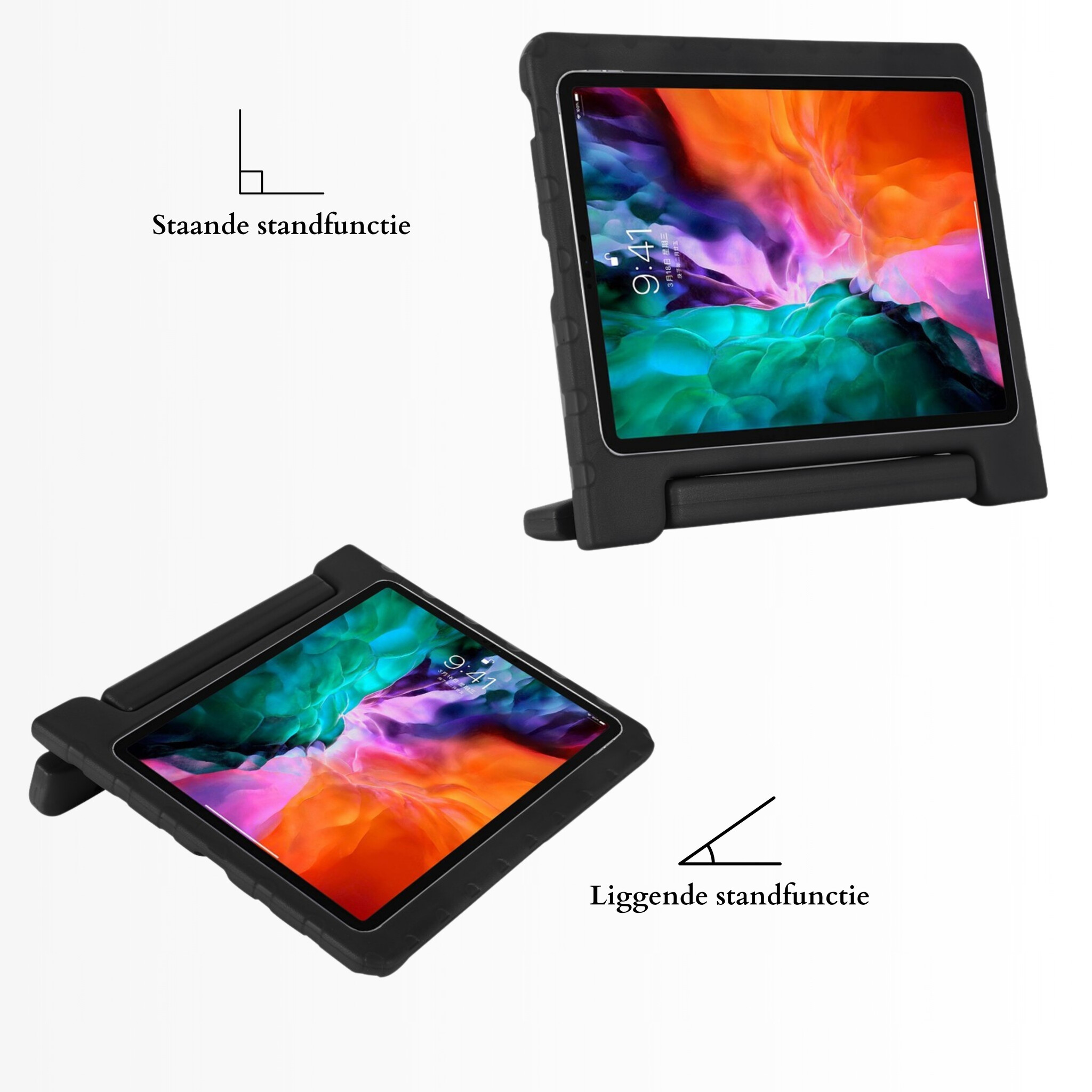 iPad Air 11 inch (2024/2025) EVA Schokbestendige Kinderhoes met handvat - Zwart