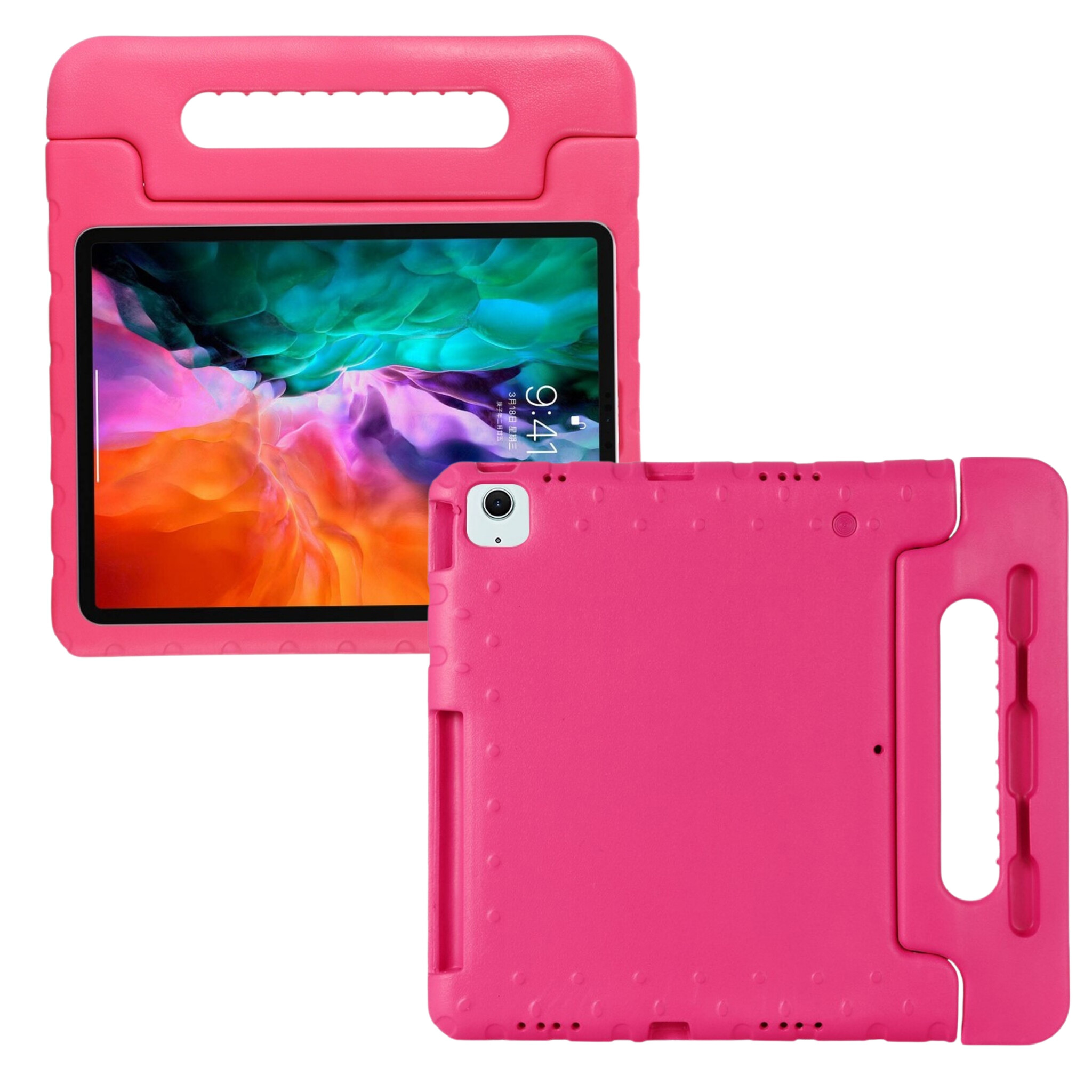 Lunso iPad Air 11 inch (2024/2025) - EVA Schokbestendige Kinderhoes met handvat - Roze