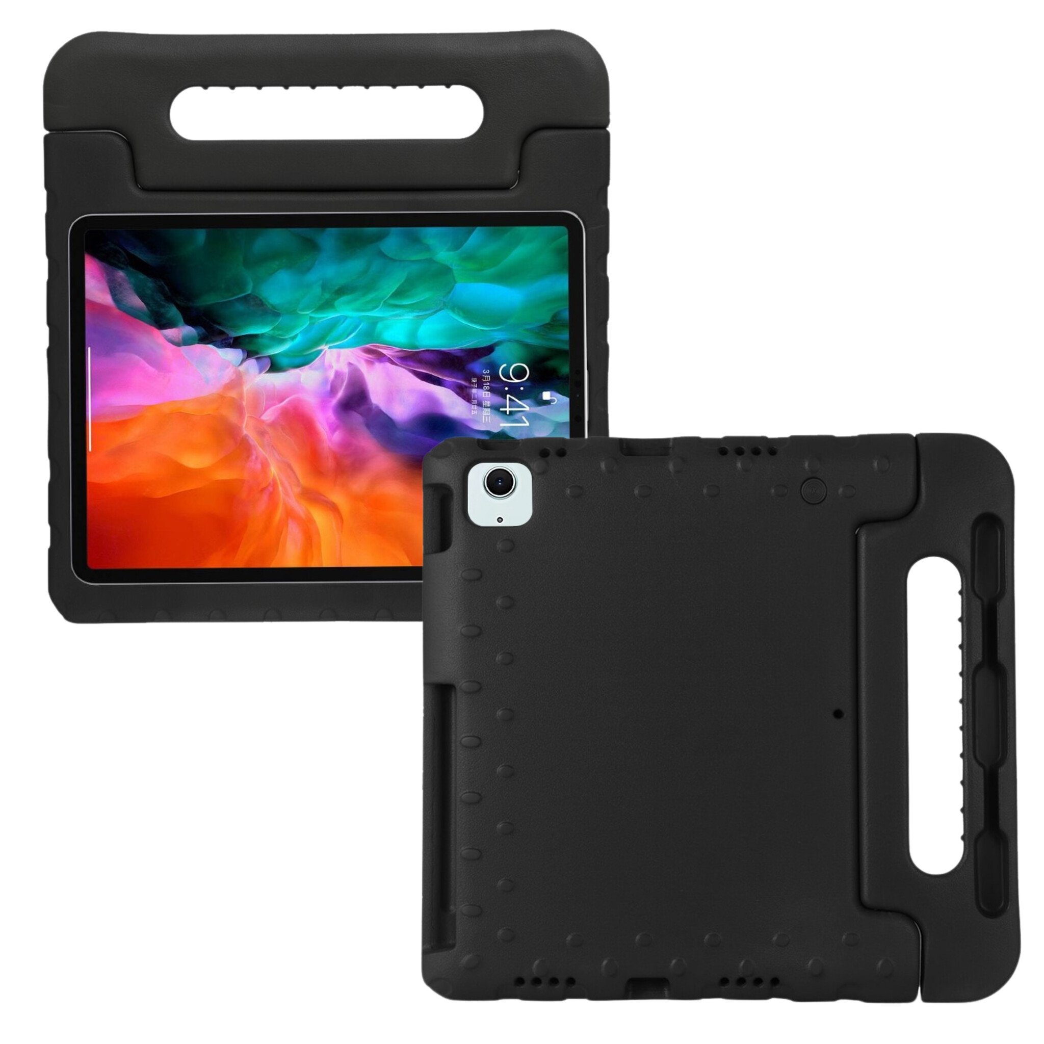 iPad Air 13 inch (2024/2025) EVA Schokbestendige Kinderhoes met handvat - Zwart