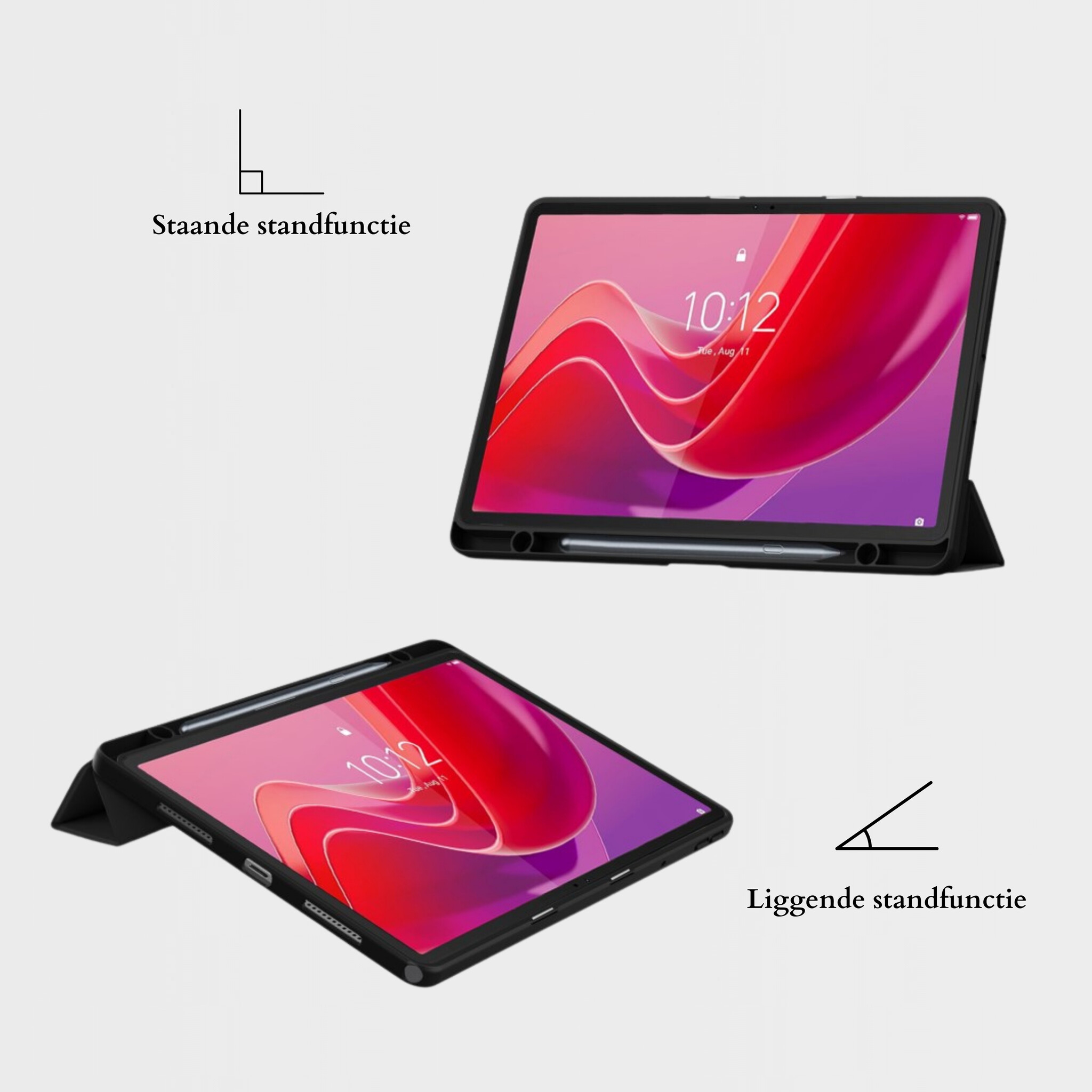 Lenovo Tab M11 Luxe Acrylic Tri-Fold Bookcase hoes - Zwart