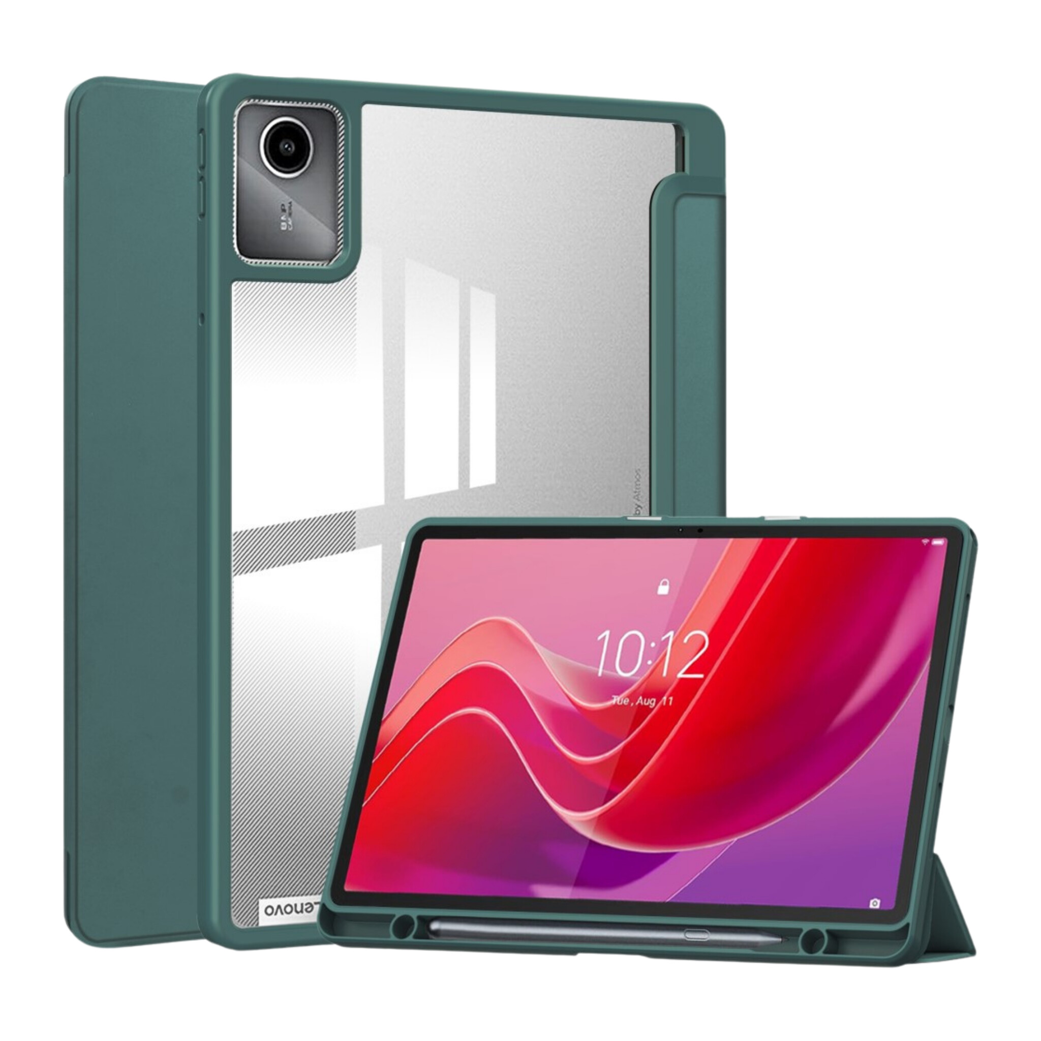 Lenovo Tab M11 Luxe Acrylic Tri-Fold Bookcase hoes - Groen