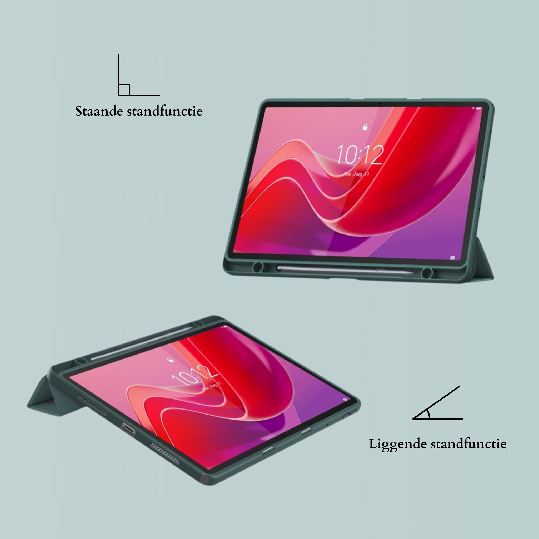 Lenovo Tab M11 Luxe Acrylic Tri-Fold Bookcase hoes - Groen