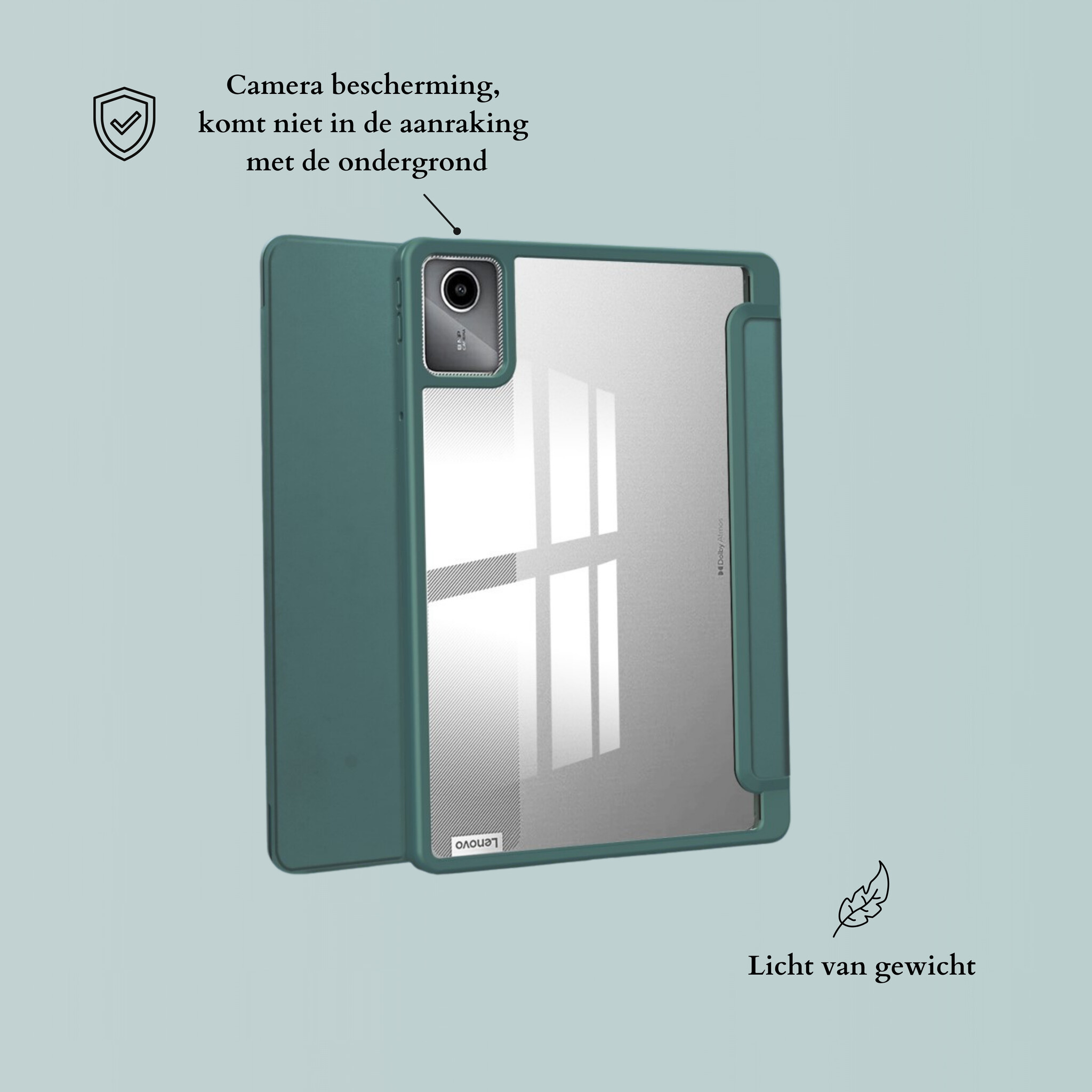 Lenovo Tab M11 Luxe Acrylic Tri-Fold Bookcase hoes - Groen