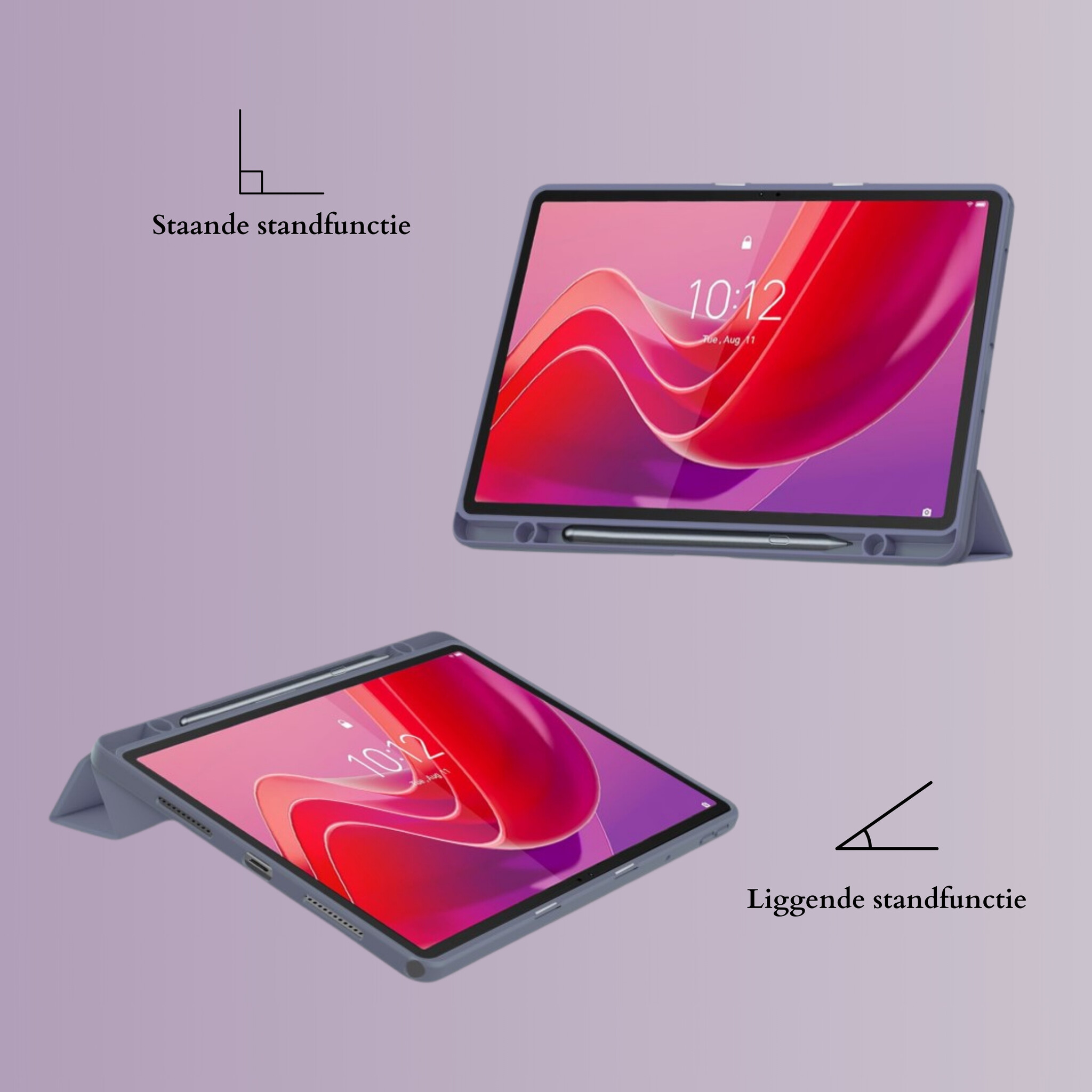Lenovo Tab M11 Luxe Acrylic Tri-Fold Bookcase hoes - Lila