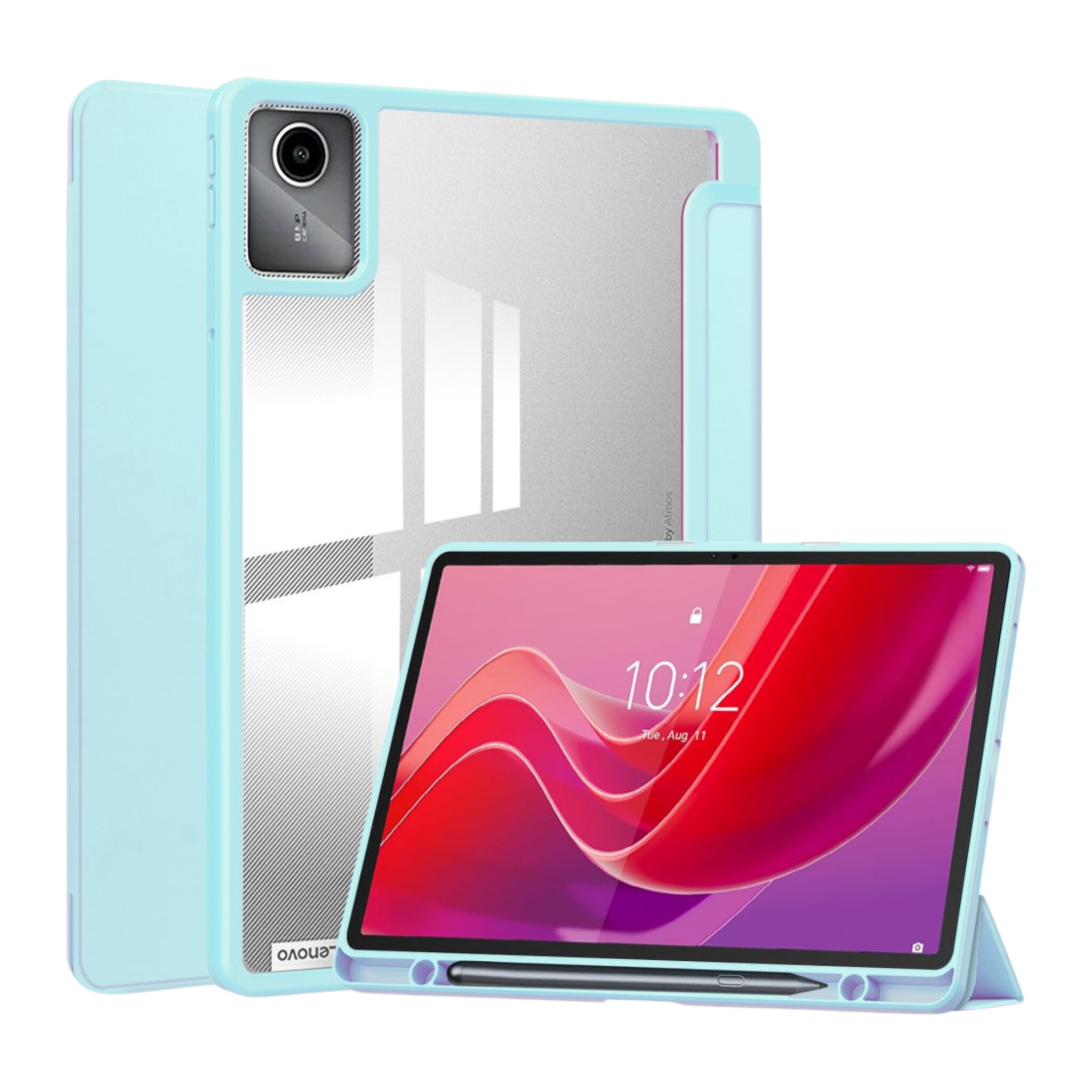 Lenovo Tab M11 Luxe Acrylic Tri-Fold Bookcase hoes - Babyblauw