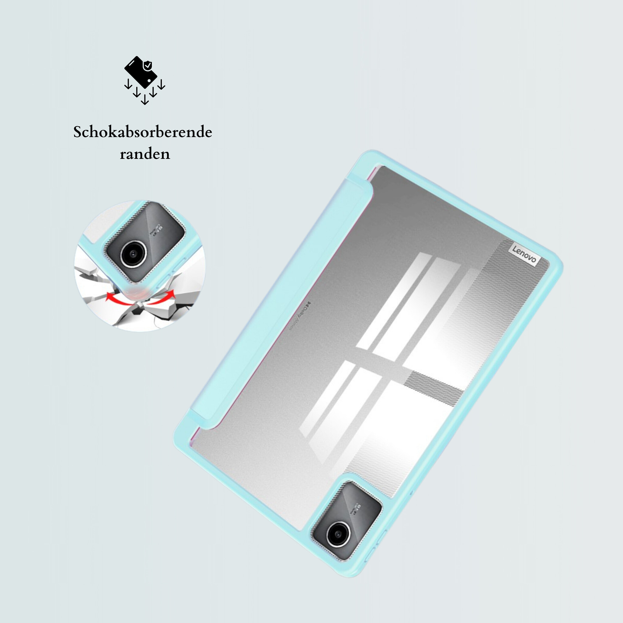 Lenovo Tab M11 Luxe Acrylic Tri-Fold Bookcase hoes - Babyblauw