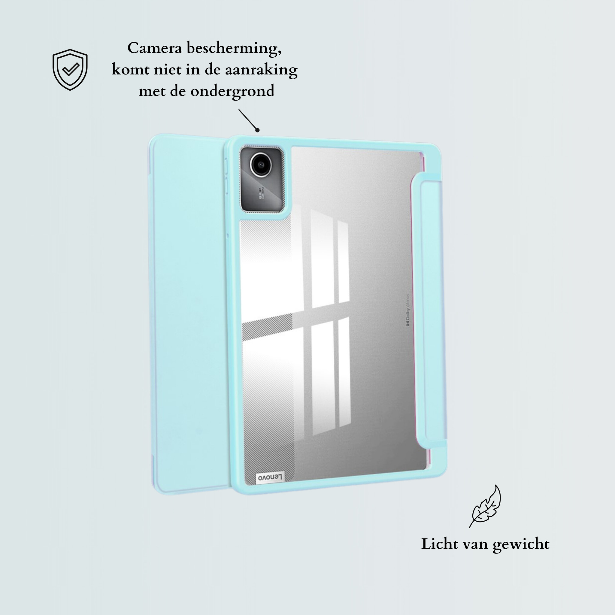 Lenovo Tab M11 Luxe Acrylic Tri-Fold Bookcase hoes - Babyblauw