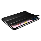 iPad Air 13 inch (2024/2025) Tri-Fold echt leren bookcase hoes - Zwart