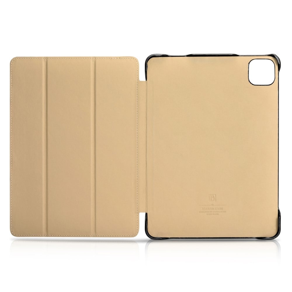 iPad Air 11 inch (2024/2025) Tri-Fold echt leren bookcase hoes - Zwart