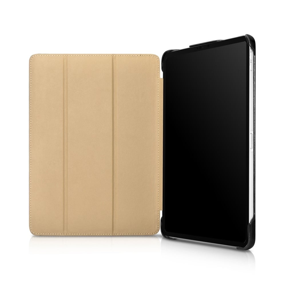 iPad Air 11 inch (2024/2025) Tri-Fold echt leren bookcase hoes - Zwart