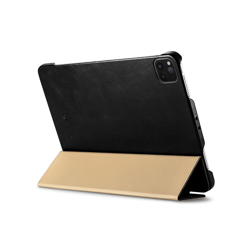 iPad Air 11 inch (2024/2025) Tri-Fold echt leren bookcase hoes - Zwart