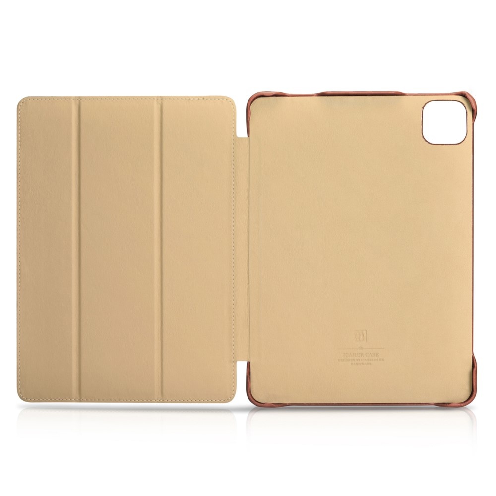 iPad Air 11 inch (2024/2025) Tri-Fold echt leren bookcase hoes - Cognac
