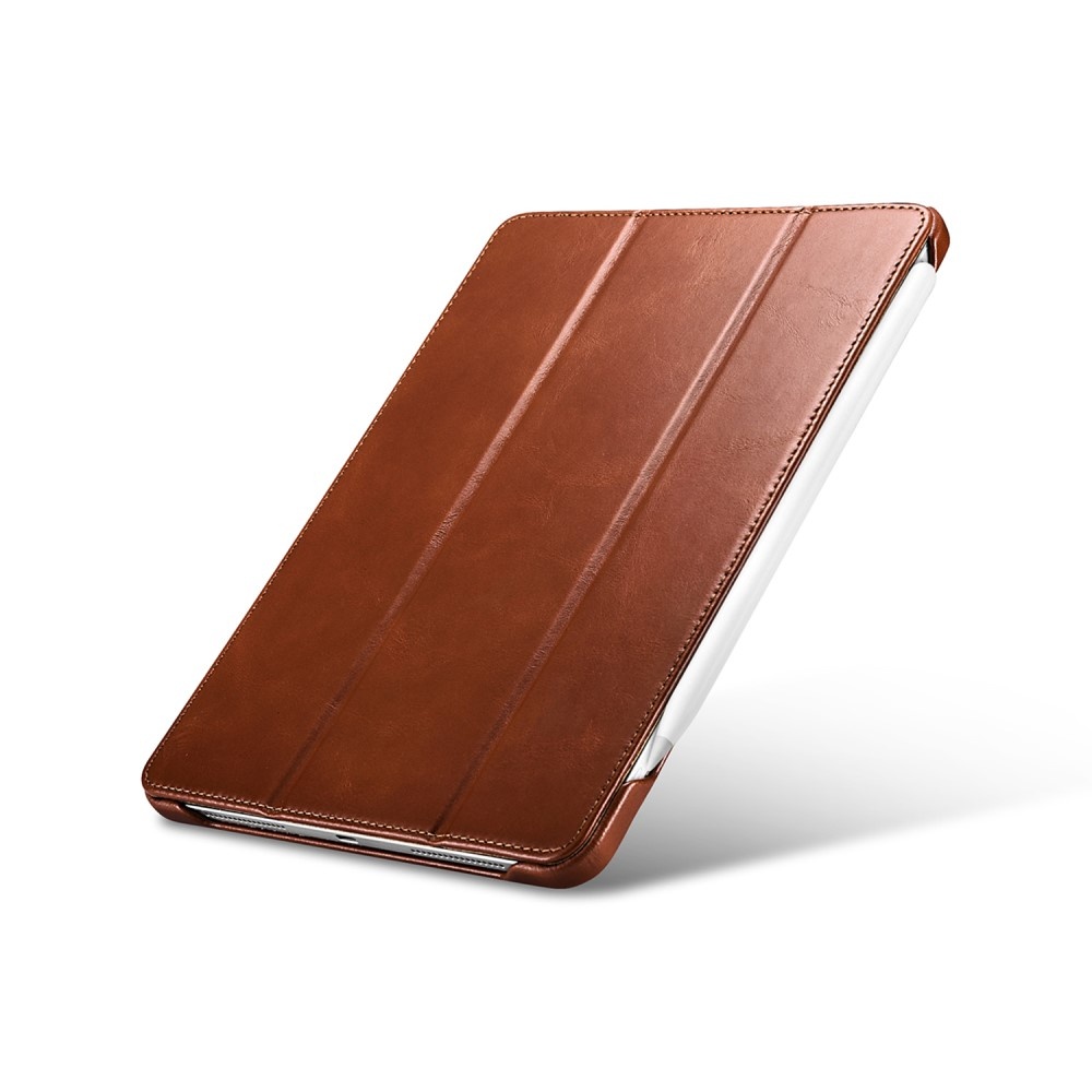 iPad Air 11 inch (2024/2025) Tri-Fold echt leren bookcase hoes - Cognac