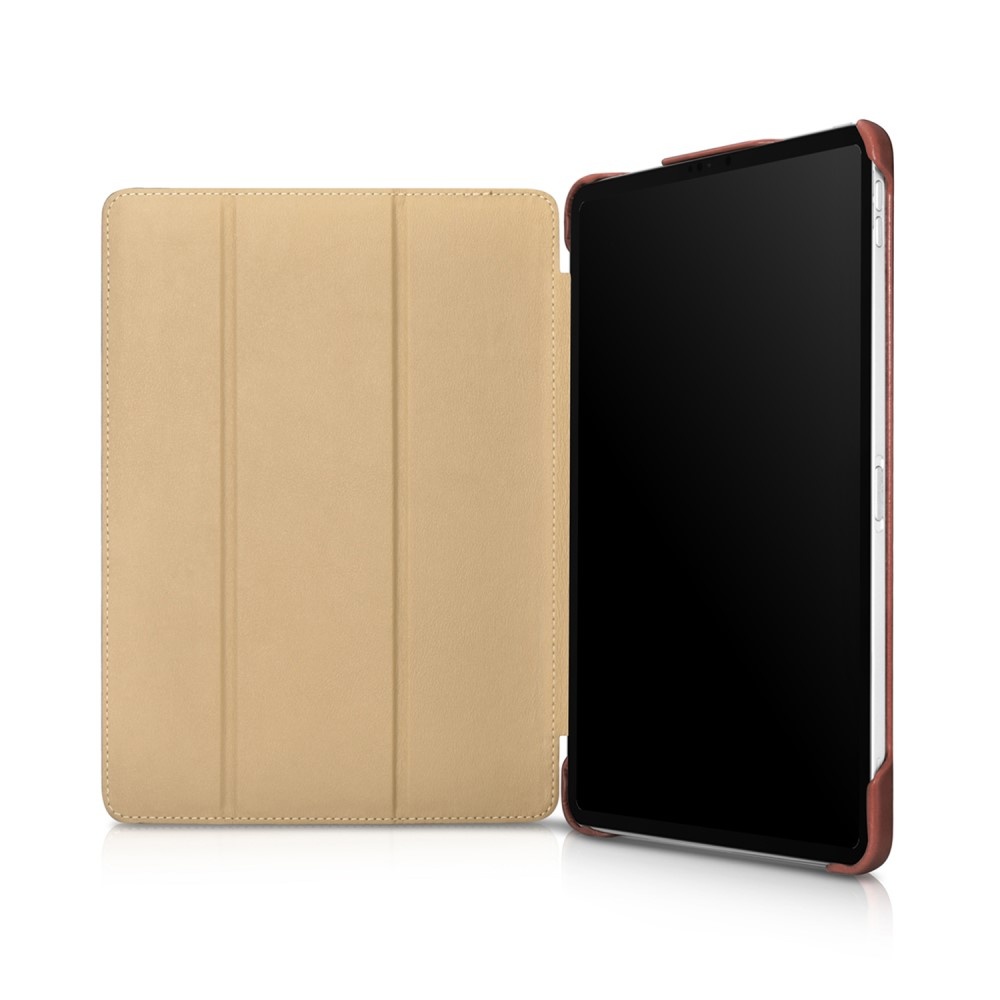 iPad Air 11 inch (2024/2025) Tri-Fold echt leren bookcase hoes - Cognac