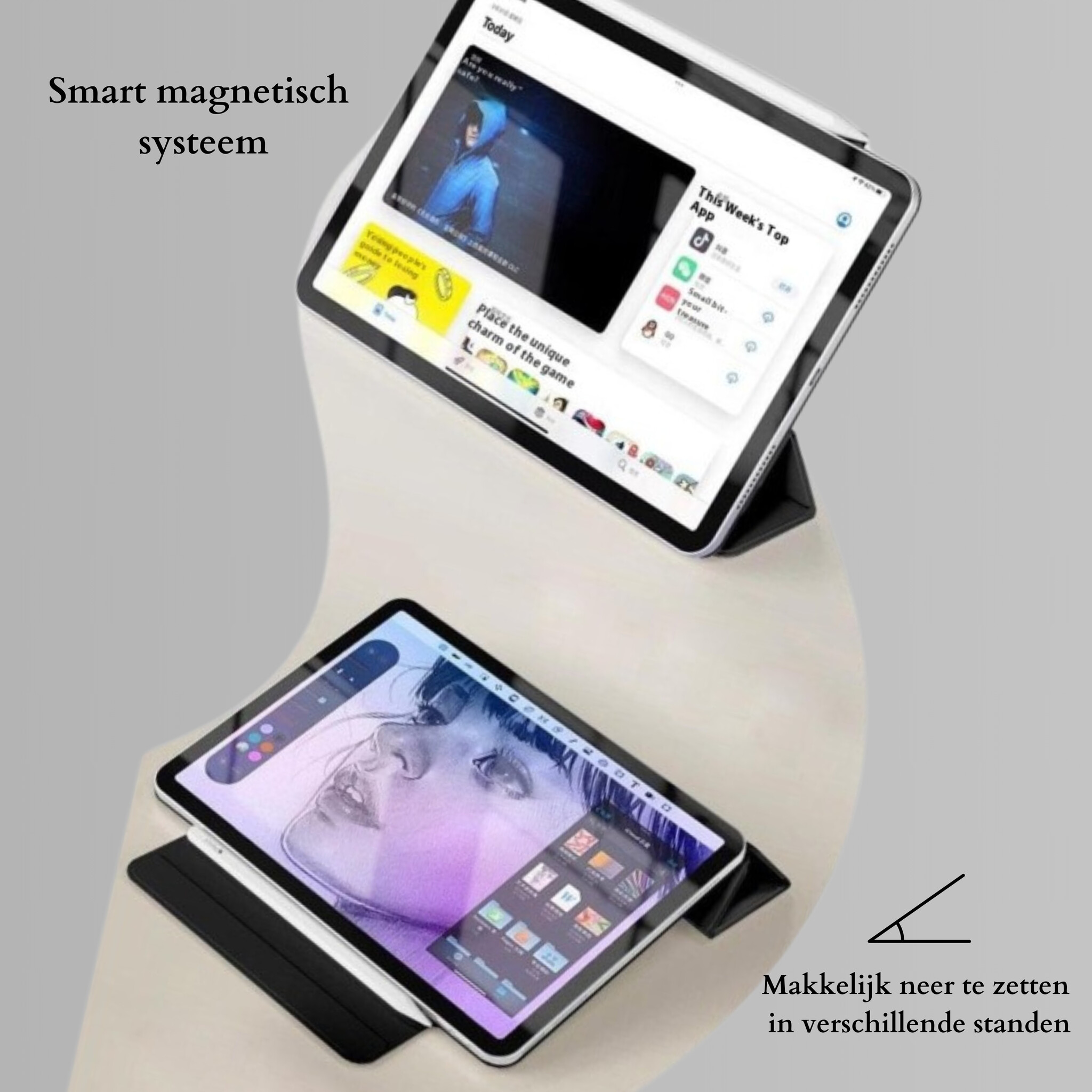 iPad Air 13 inch (2024/2025) Tri-Fold Bookcase hoes - Zwart