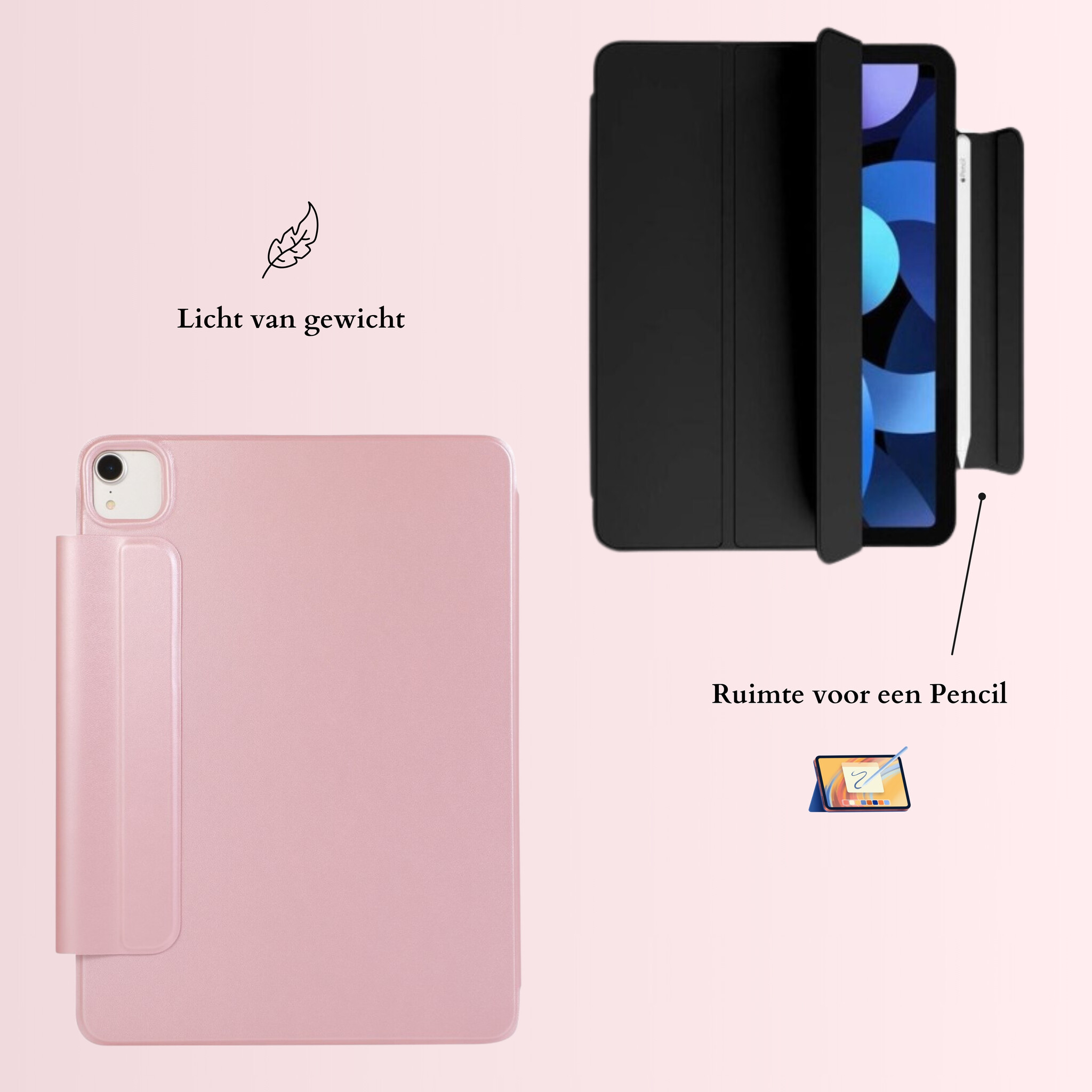 iPad Air 13 inch (2024/2025) Tri-Fold Bookcase hoes - Rose