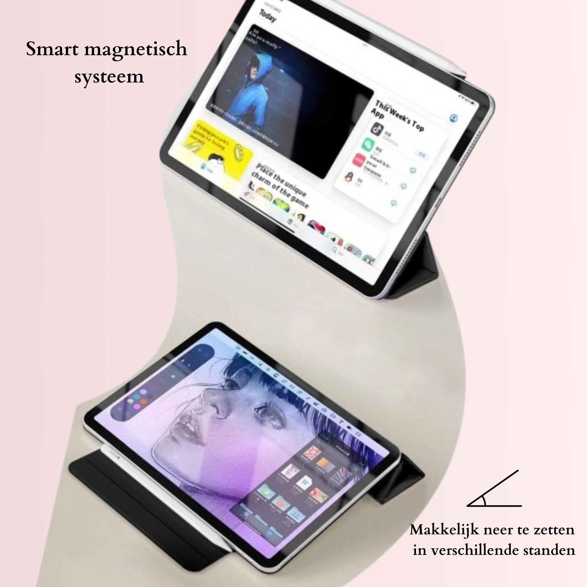 iPad Air 13 inch (2024/2025) Tri-Fold Bookcase hoes - Rose