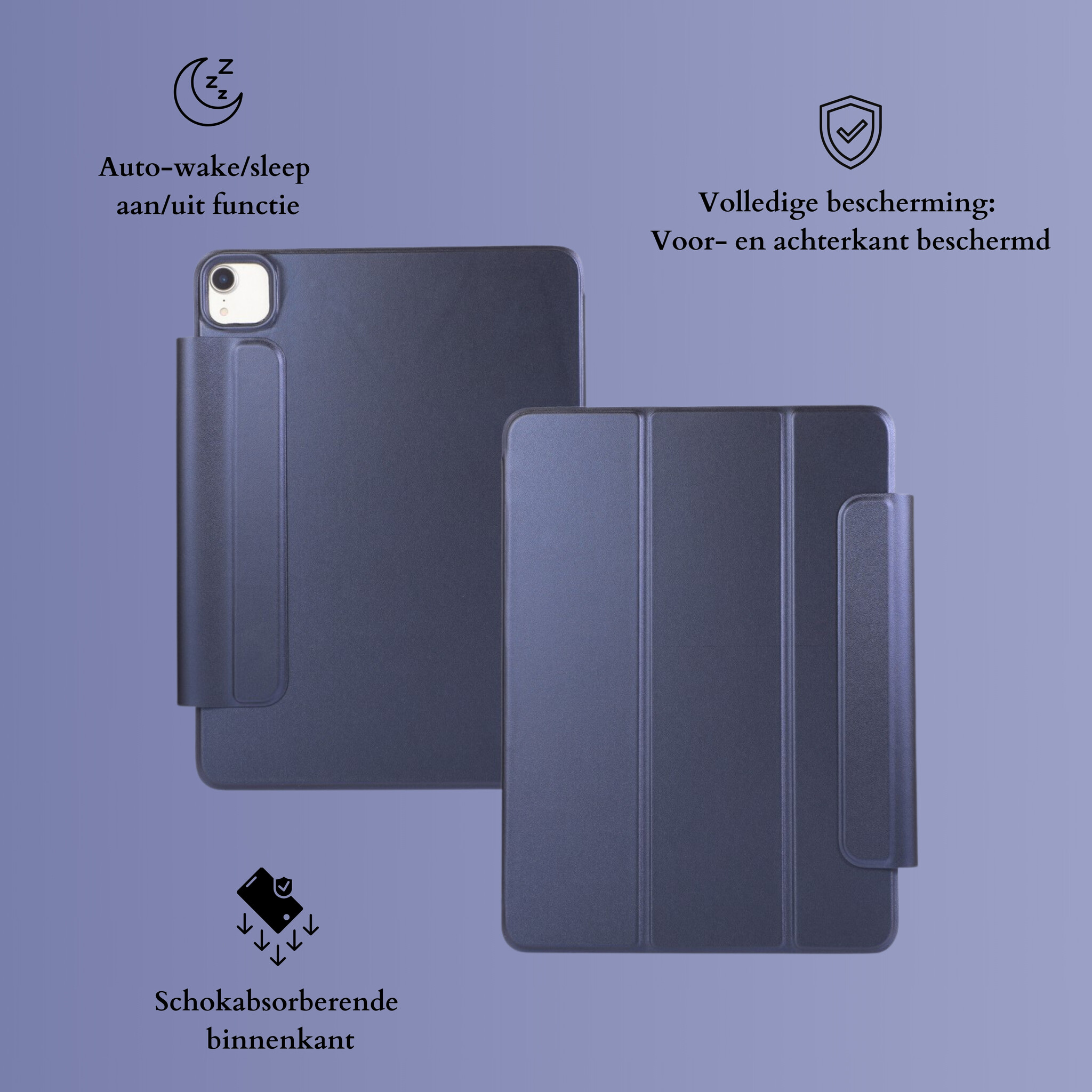 iPad Air 13 inch (2024/2025) Tri-Fold Bookcase hoes - Donkerblauw