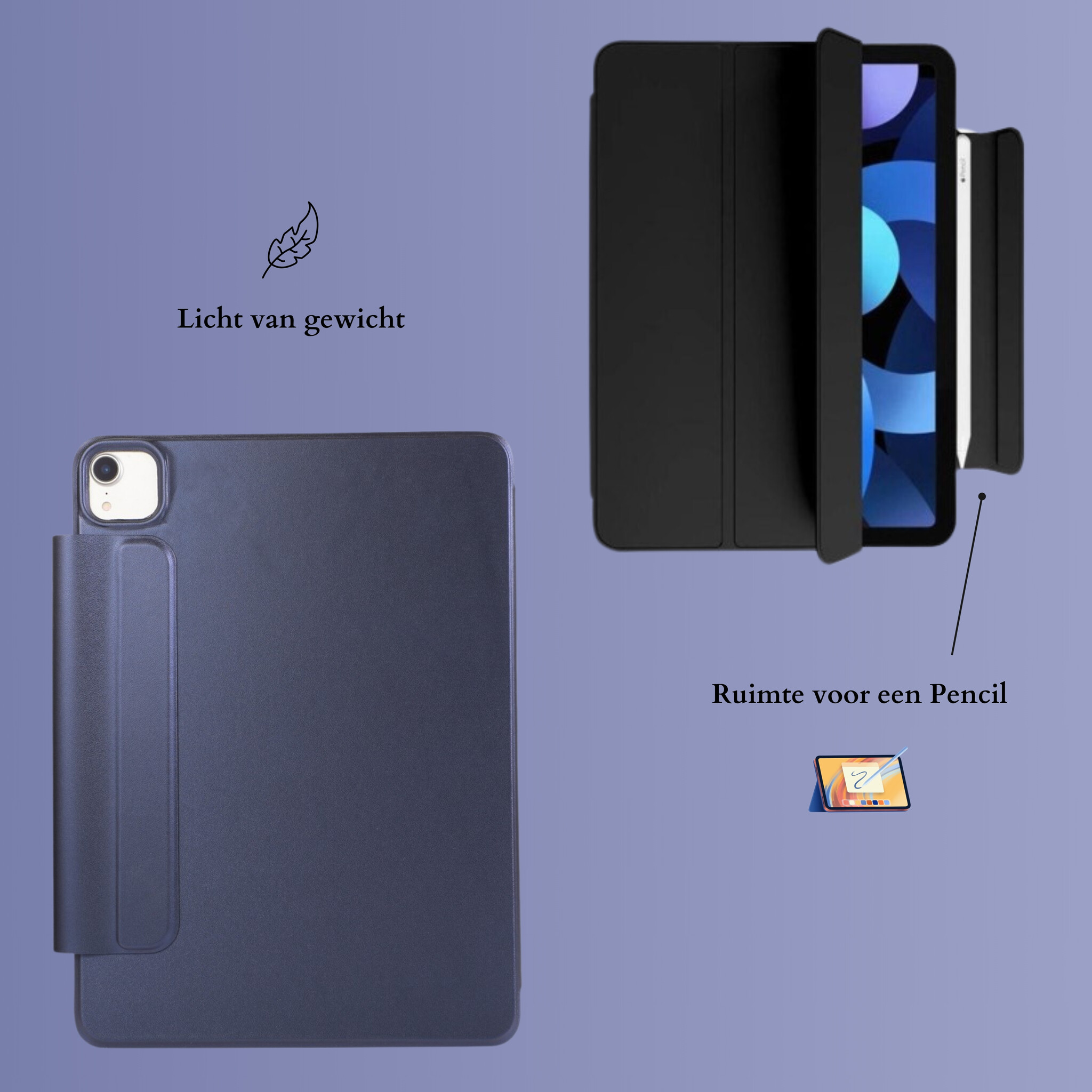 iPad Air 13 inch (2024/2025) Tri-Fold Bookcase hoes - Donkerblauw
