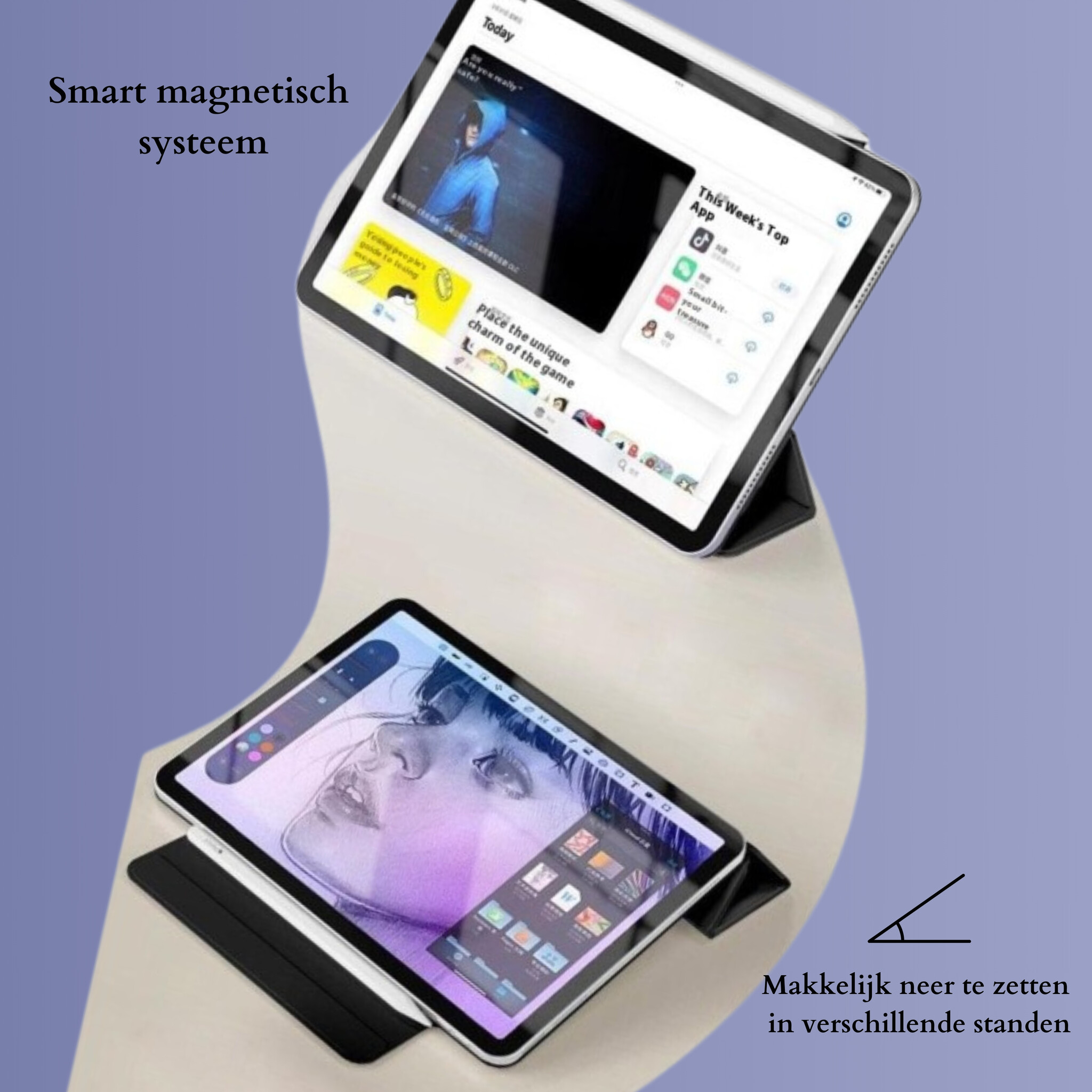iPad Air 13 inch (2024/2025) Tri-Fold Bookcase hoes - Donkerblauw
