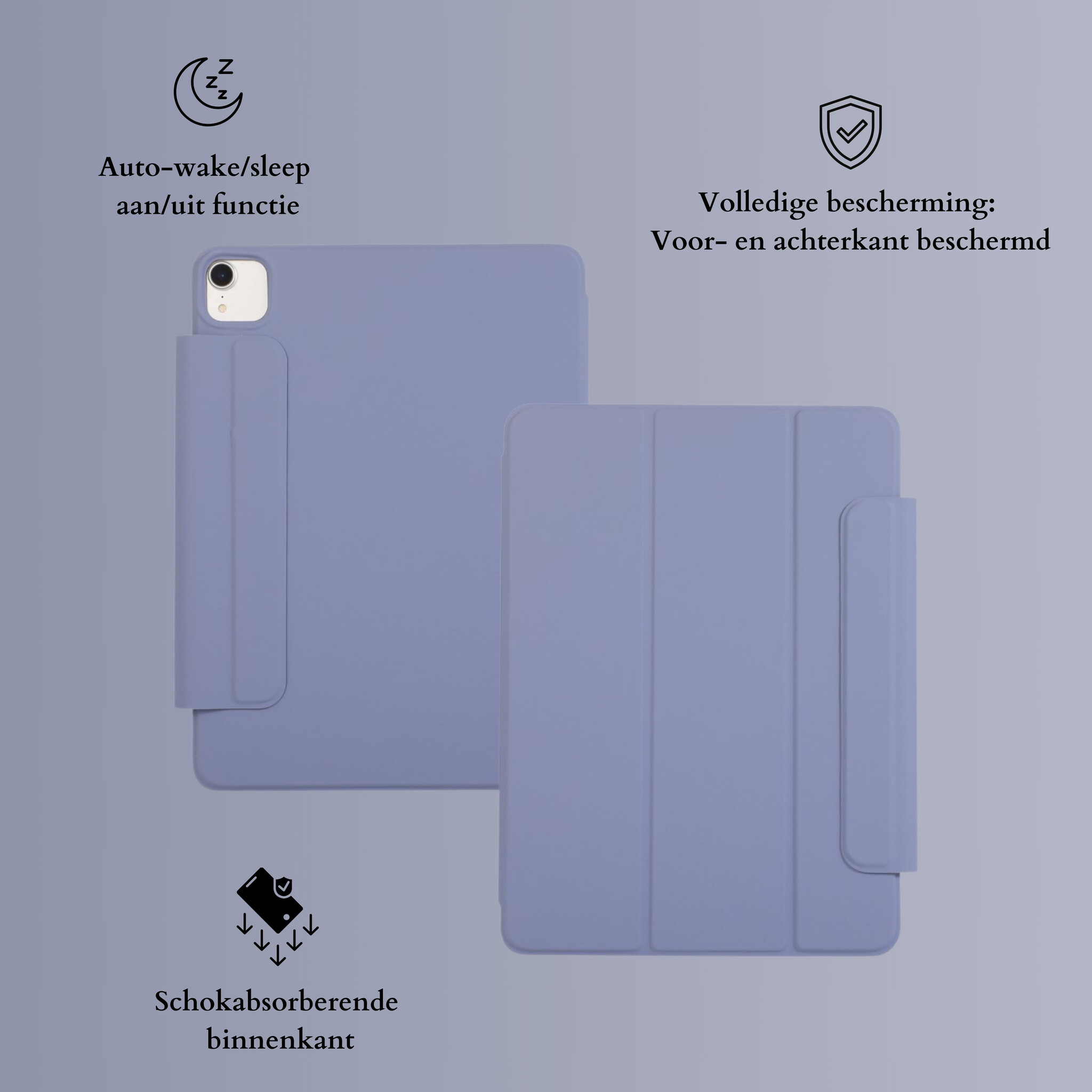 iPad Air 13 inch (2024/2025) Tri-Fold Bookcase hoes - Lavendel