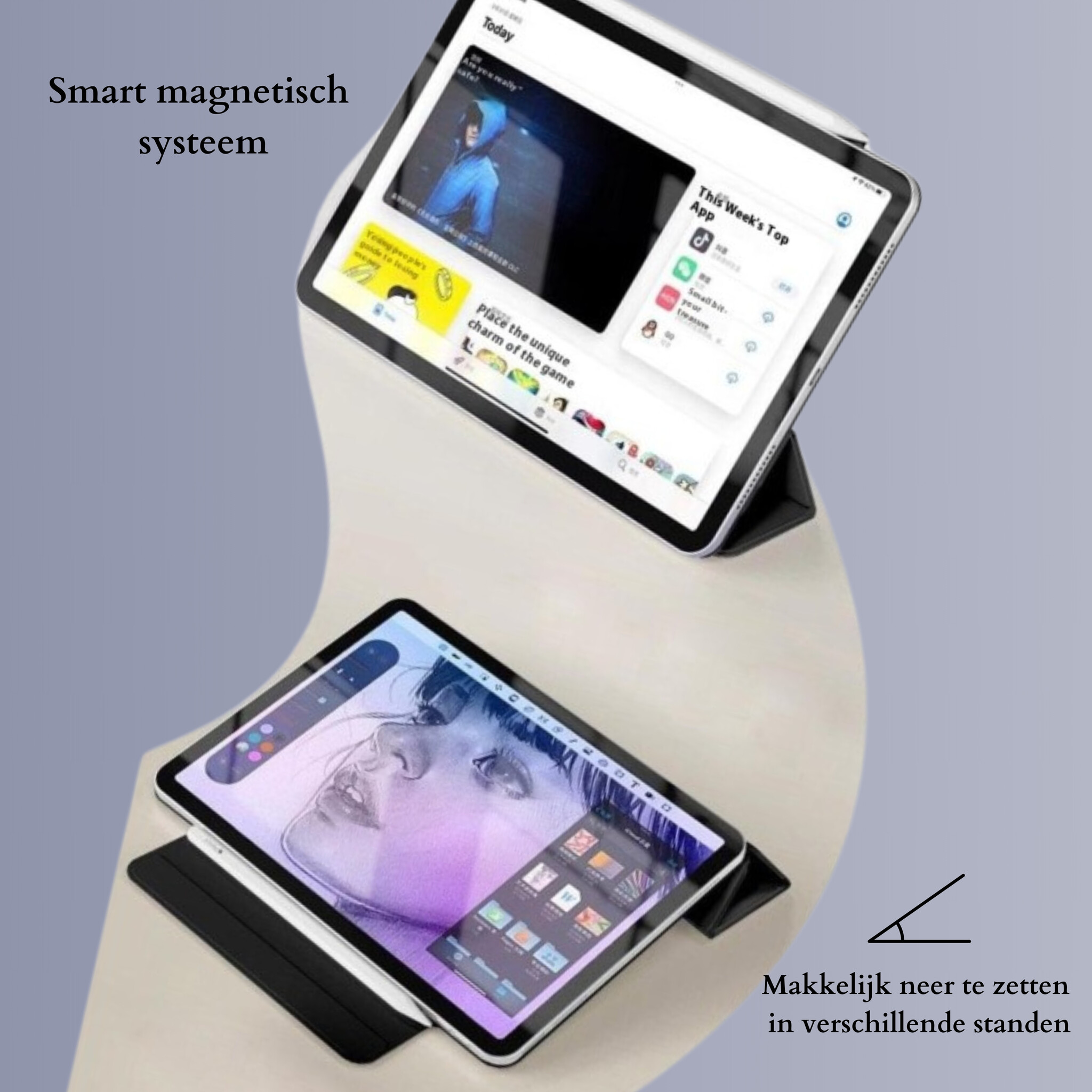 iPad Air 13 inch (2024/2025) Tri-Fold Bookcase hoes - Lavendel