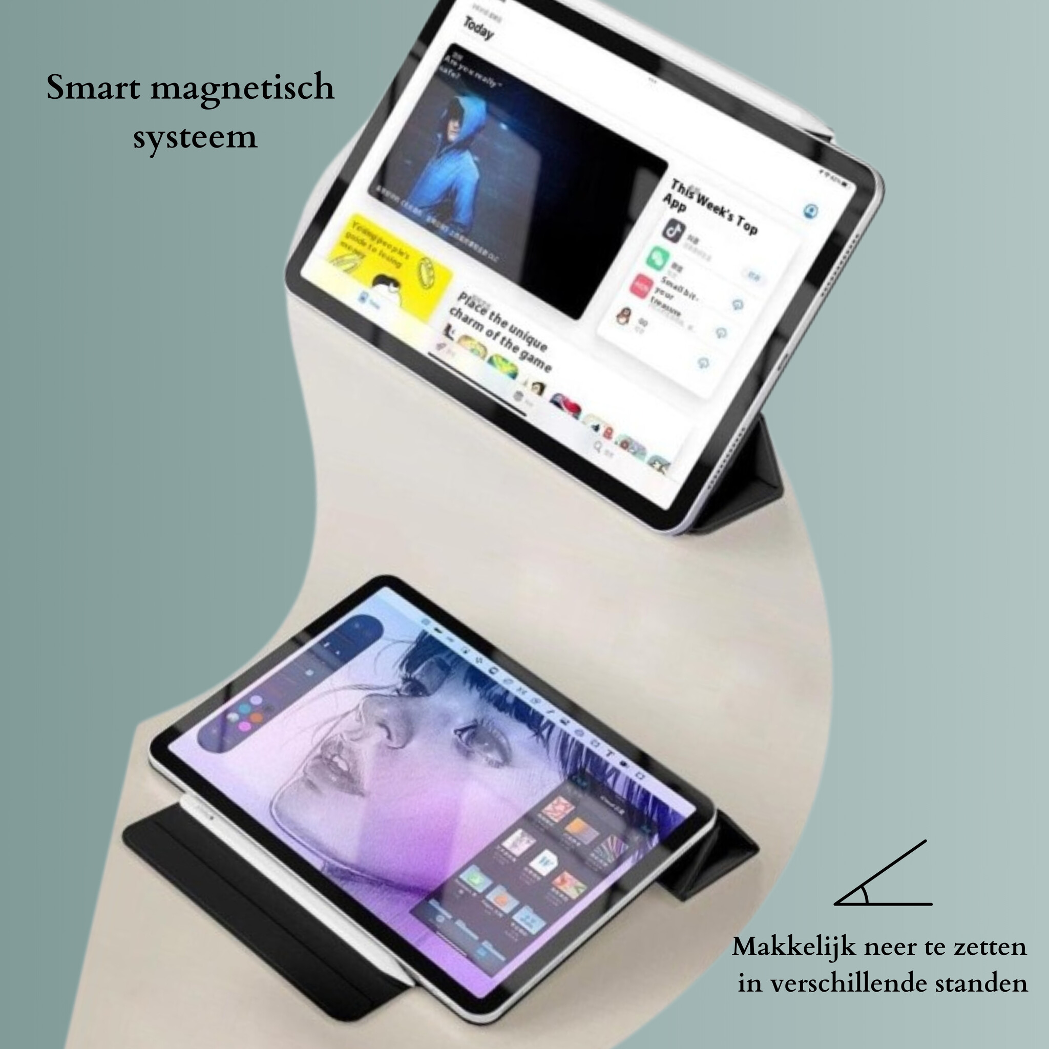 iPad Air 11 inch (2024/2025) Tri-Fold Bookcase hoes - Groen