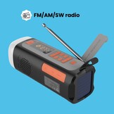 Draagbare noodradio met AM FM SW zonnepaneel oplaadbare accu Bluetooth SOS-functie en oplaadhendel voor kamperen of noodsituaties