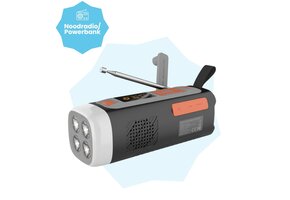 Lunso Noodradio met solar - Bluetooth speaker - Zaklamp en dynamo-oplaadfunctie - 4500mAh