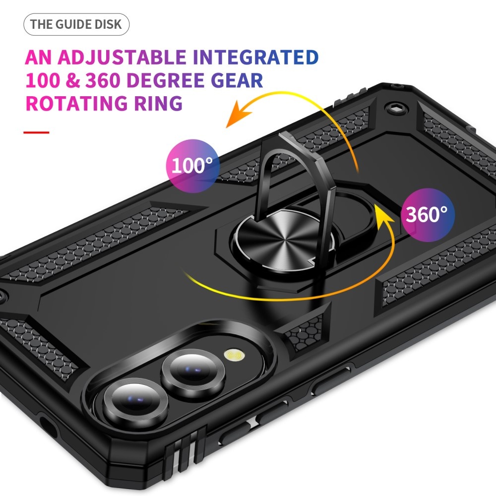 Samsung Galaxy S25 Edge hoesje Armor backcover met ringhouder - Zwart - Model SM-S937