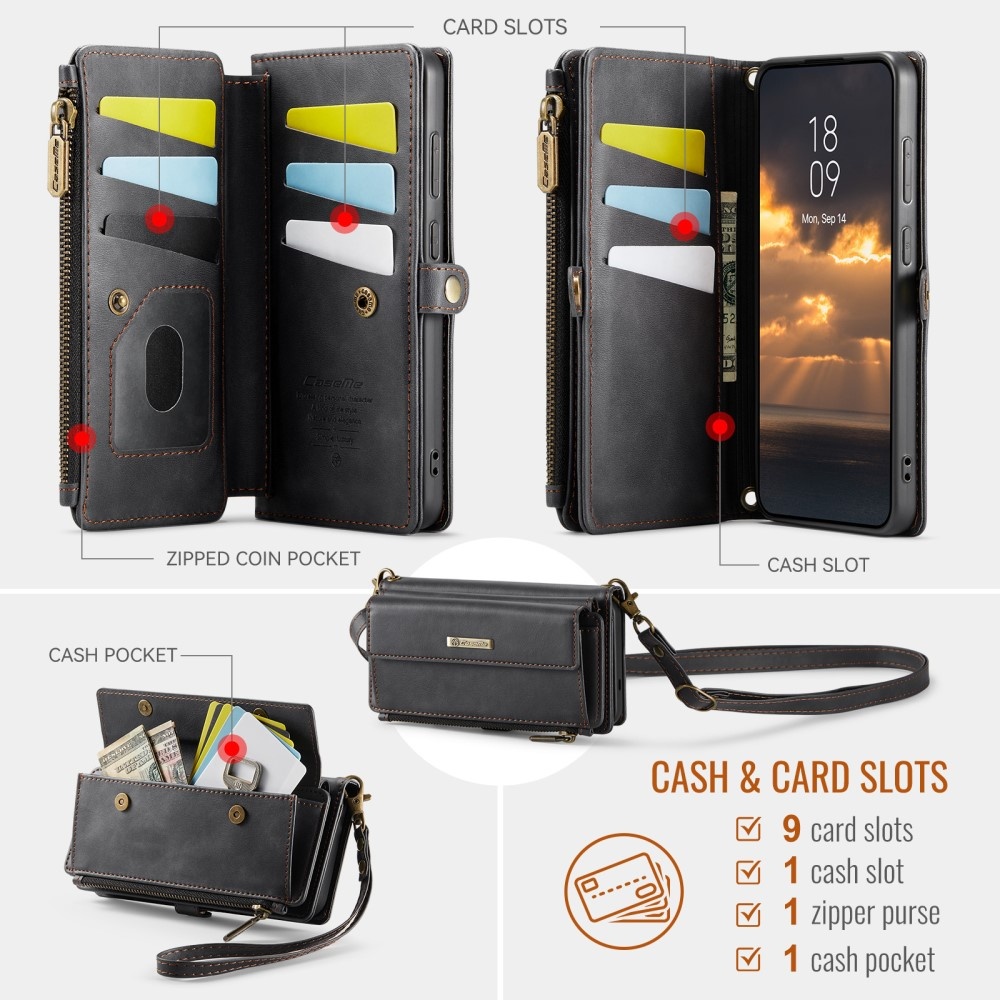 Samsung Galaxy S25 Edge hoesje portemonnee tasje - Zwart - Model SM-S937
