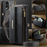 Samsung Galaxy S25 Edge hoesje portemonnee tasje - Zwart - Model SM-S937