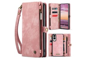 Caseme Samsung Galaxy S25 Edge hoes - Vintage 2 in 1 portemonnee - Lichtroze