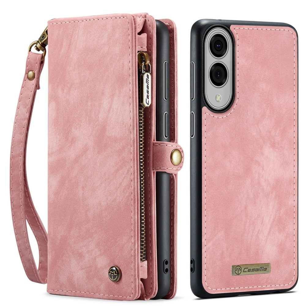 Samsung Galaxy S25 Edge Vintage 2 in 1 portemonnee hoes - Lichtroze - Model SM-S937