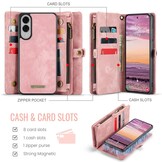 Samsung Galaxy S25  Edge Vintage 2 in 1 portemonnee hoes - Lichtroze - Model SM-S937