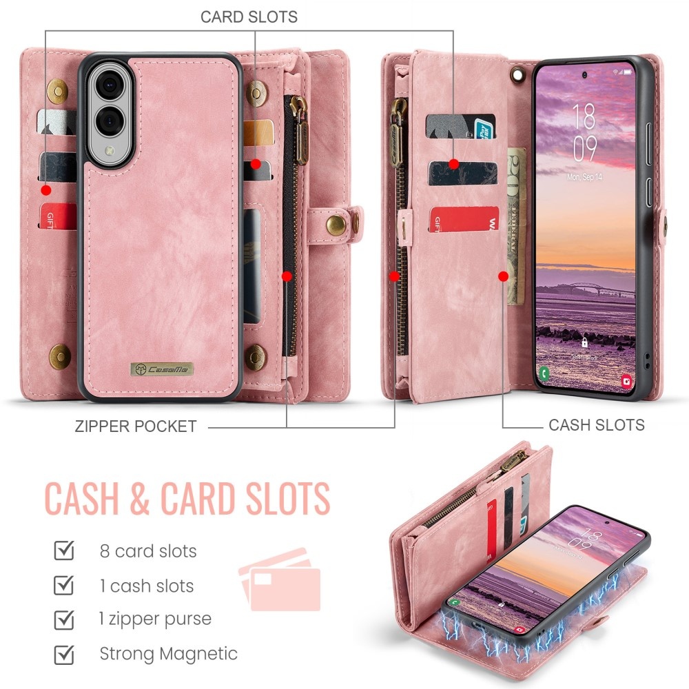 Samsung Galaxy S25 Edge Vintage 2 in 1 portemonnee hoes - Lichtroze - Model SM-S937