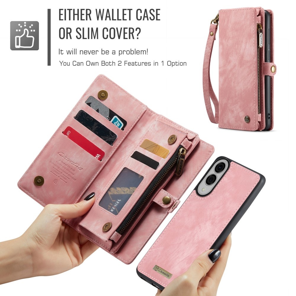 Samsung Galaxy S25 Edge Vintage 2 in 1 portemonnee hoes - Lichtroze - Model SM-S937