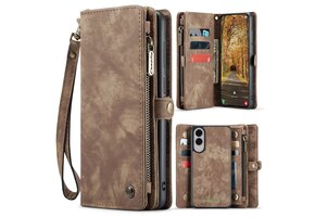 Caseme Samsung Galaxy S25 Edge hoes - Vintage 2 in 1 portemonnee - Bruin
