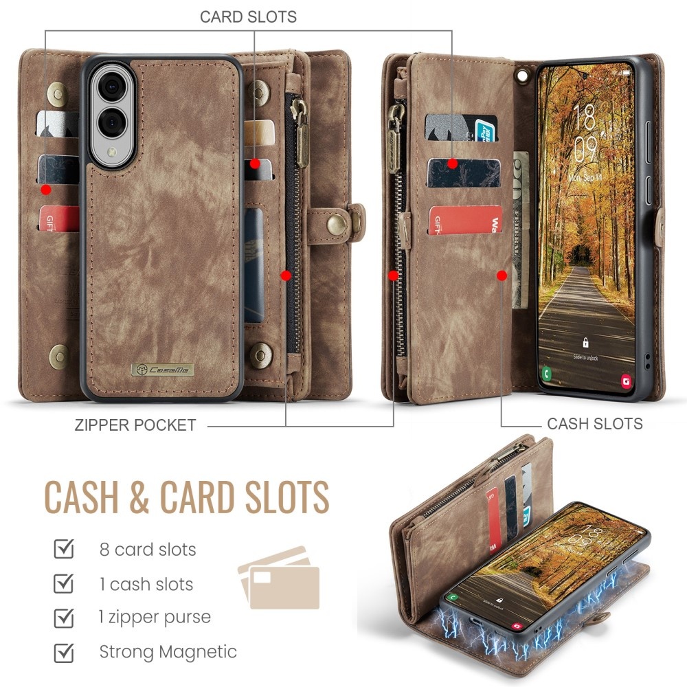 Samsung Galaxy S25 Edge Vintage 2 in 1 portemonnee hoes - Bruin - Model SM-S937