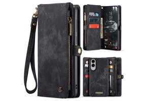 Caseme Samsung Galaxy S25 Edge hoes - Vintage 2 in 1 portemonnee - Zwart