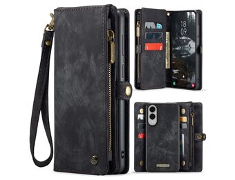 Caseme Samsung Galaxy S25 Edge hoes - Vintage 2 in 1 portemonnee - Zwart